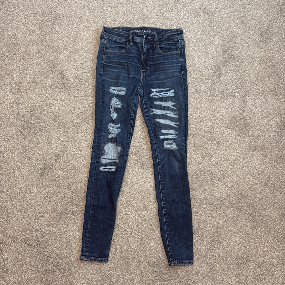 American Eagle Super Super Stretch Distressed Hi Rise Jeggings